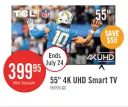 The Brick TCL 55 4K UHD LED HDR Pro+ 60Hz Google Smart TV (55S551G-CA) offer