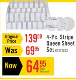 The Brick Kort & Co. Stripe 4-Piece Queen Sheet Set - Blue and White offer