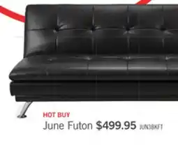 The Brick June 73.2 Leather-Look Fabric Klik Klak Futon with Metal Legs and Tufting - Black offer