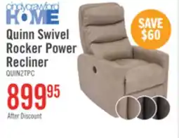 The Brick Cindy Crawford Home Quinn 31 Leather-Look Fabric Swivel Rocker Power Reclining Chair - Taupe offer