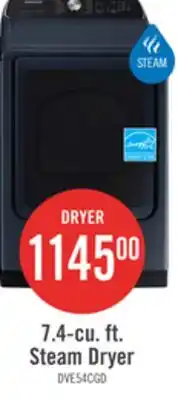 The Brick Samsung 7.4 Cu. Ft. Electric Dryer with Steam - Navy - DVE54CG7155DAC offer