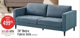 The Brick Metro 78 Fabric Sofa with Tufted Seat Cushions and Reversible Back Cushions - Denim Blue offer