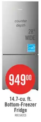 The Brick Hisense 27.7 14.7 Cu. Ft. Bottom-Mount Refrigerator - Titanium - RB15A2CSE offer