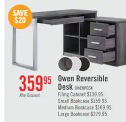 The Brick Owen 55 Reversible Corner Office Office Desk with 4-Drawers & Cubbies - Distressed Grey offer
