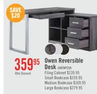 The Brick Owen 55 Reversible Corner Office Office Desk with 4-Drawers & Cubbies - Distressed Grey offer