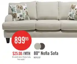 The Brick Made in Canada Nofia 80 Chenille Fabric Sofa with Two Accent Pillows and Wood Legs - Linen Beige offer