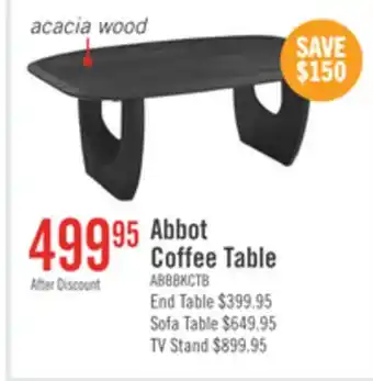 The Brick Abbot 48 Modern Solid Wood Coffee Table - Black offer