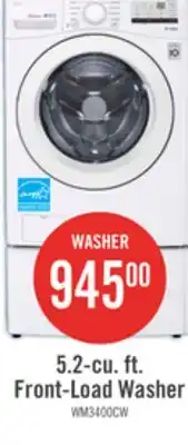 The Brick LG 5.2 Cu. Ft. Front-Load High-Efficiency Washer - White - Stackable - WM3400CW offer