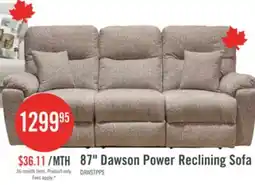 The Brick Made in Canada Dawson 87 Fabric Power Reclining Sofa with USB Port and Accent Pillows - Beige offer