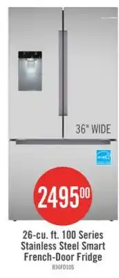 The Brick Bosch 36 26 Cu. Ft. 100 Series Smart French-Door Refrigerator - Stainless Steel - B36FD10ENS offer