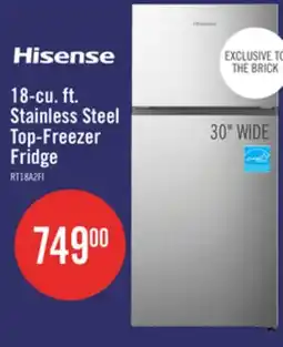 The Brick Hisense 30 18 Cu. Ft. Top-Mount Refrigerator - Stainless Steel - RT18A2FID offer