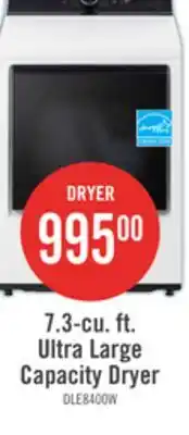The Brick LG 7.3 Cu. Ft. Electric Dryer - White - DLE8400WE offer