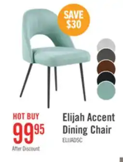 The Brick Elijah Dining Chair with Linen-Look Fabric, Metal - Aqua offer