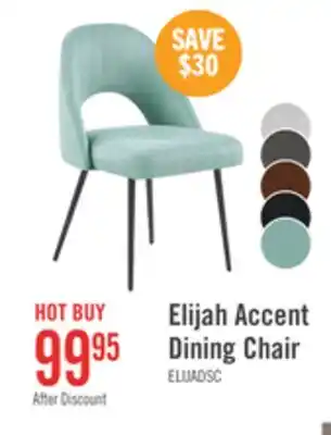 The Brick Elijah Dining Chair with Linen-Look Fabric, Metal - Aqua offer