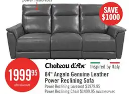 The Brick Chateau dAx Angelo 84.25 Genuine Leather Power Reclining Sofa with Power Headrests - Grey offer