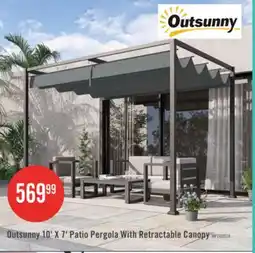 The Brick Outsunny 10' X7' Patio Pergola With Retractable Canopy, Outdoor Sun Shelter, Yard Shade, Grey offer