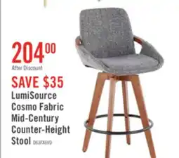 The Brick LumiSource Cosmo Fabric Mid-Century Counter-Height Stool - Walnut/Grey offer