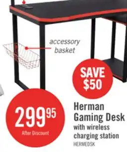 The Brick Herman 50 Gaming Office Desk - Black with Red Trim offer