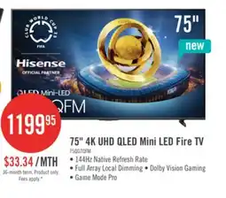 The Brick Hisense 75 QD7QFM Series Mini-LED QLED AI Fire TV (75QD7QFM) offer
