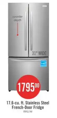 The Brick Frigidaire 31.3 17.6 Cu. Ft. Counter-Depth French-Door Refrigerator - Brushed Steel - FRFG1723AV offer
