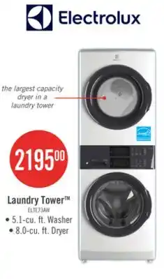 The Brick Electrolux 5.1/8.0 Cu. Ft. Front-Load Laundry Tower - White - ELTE730CAW offer