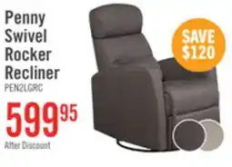 The Brick Penny 29.1 Linen-Look Fabric Swivel Rocker Reclining Chair - Grey offer