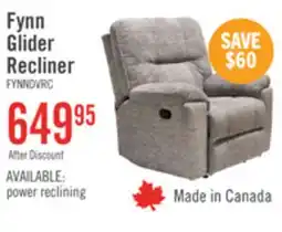 The Brick Made in Canada Fynn 40 Chenille Fabric Glider Reclining Chair - Dove Grey offer