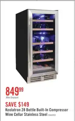 The Brick Koolatron 28 Bottle Built-In Compressor Wine Cellar Stainless Steel offer