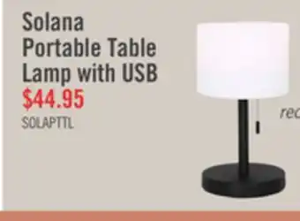 The Brick Solana 11 Modern Metal Acrylic Portable Indoor/Outdoor Table Lamp with USB Port - Black offer