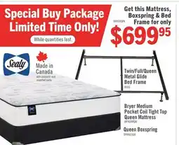 The Brick Sealy Essential Collection Bryer Tight Top Luxury Firm Queen Mattress Package with Bed Frame offer