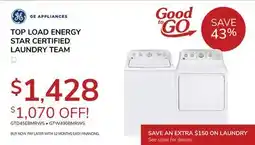 Goemans Appliances GE TOP LOAD ENERGY STAR CERTIFIED LAUNDRY TEAM offer