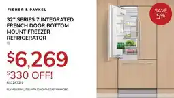 Goemans Appliances FISHER & PAYKEL 32 SERIES 7 INTEGRATED FRENCH DOOR BOTTOM MOUNT FREEZER REFRIGERATOR offer