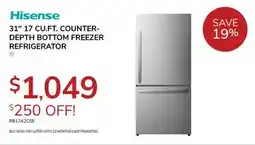 Goemans Appliances Hisense 31 17 CU.FT. COUNTER- DEPTH BOTTOM FREEZER REFRIGERATOR offer