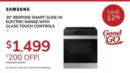 Goemans Appliances SAMSUNG 30 BESPOKE SMART SLIDE-IN ELECTRIC RANGE WITH GLASS TOUCH CONTROLS offer