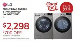 Goemans Appliances LG FRONT LOAD ENERGY STAR CERTIFIED LAUNDRY DUO offer