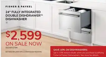 Goemans Appliances FISHER & PAYKEL 24 FULLY INTEGRATED DOUBLE DISHWASHER DISHWASHER offer