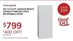 Goemans Appliances Frigidaire 28 13 CU. FT. GARAGE READY UPRIGHT FREEZER WITH REVERSIBLE DOOR offer