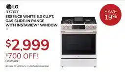 Goemans Appliances LG ESSENCE WHITE 6.3 CU. FT. GAS SLIDE-IN RANGE WITH INSTAVIEW WINDOW offer