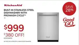 Goemans Appliances KitchenAid BUILT-IN STAINLESS STEEL DISHWASHER WITH PROWASH CYCLE offer