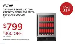 Goemans Appliances AVIVA 24 SINGLE ZONE, 140 CAN CAPACITY, STAINLESS STEEL, BEVERAGE COOLER offer