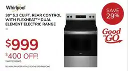 Goemans Appliances 30 5.3 CU. FT. REAR CONTROL WITH FLEXHEAT DUAL ELEMENT ELECTRIC RANGE offer