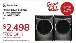 Goemans Appliances Electrolux FRONT LOAD ENERGY STAR CERTIFIED LAUNDRY DUO offer