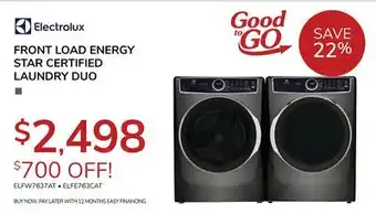 Goemans Appliances Electrolux FRONT LOAD ENERGY STAR CERTIFIED LAUNDRY DUO offer