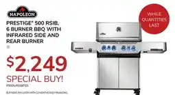 Goemans Appliances NAPOLEON PRESTIGE 500 RSIB, 6 BURNER BBQ WITH INFRARED SIDE AND REAR BURNER offer