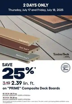 RONA PRIME Composite Deck Boards offer
