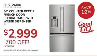 Goemans Appliances FRIGIDAIRE 36 COUNTER DEPTH FRENCH DOOR REFRIGERATOR WITH WATER DISPENSER offer