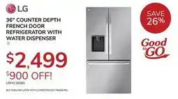 Goemans Appliances LG 36 COUNTER DEPTH FRENCH DOOR REFRIGERATOR WITH WATER DISPENSER offer