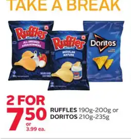 Rexall RUFFLES 190g-200g or DORITOS 210g-235g offer
