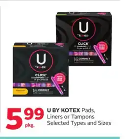 Rexall U BY KOTEX Pads, Liners or Tampons offer