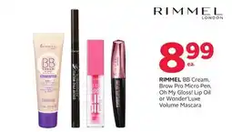 Rexall RIMMEL BB Cream, Brow Pro Micro Pen, Oh My Gloss! Lip Oil or Wonder'Luxe Volume Mascara offer